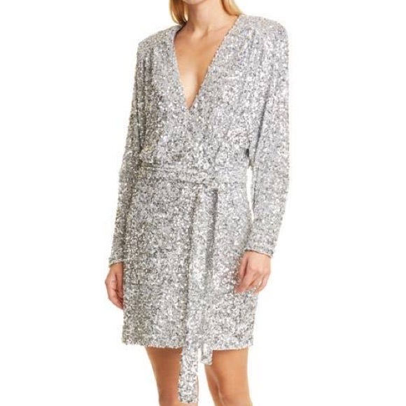 Rotate birger christensen Samantha Sequin Long Wrap Dress. Size (40) US 8. - Picture 2 of 8